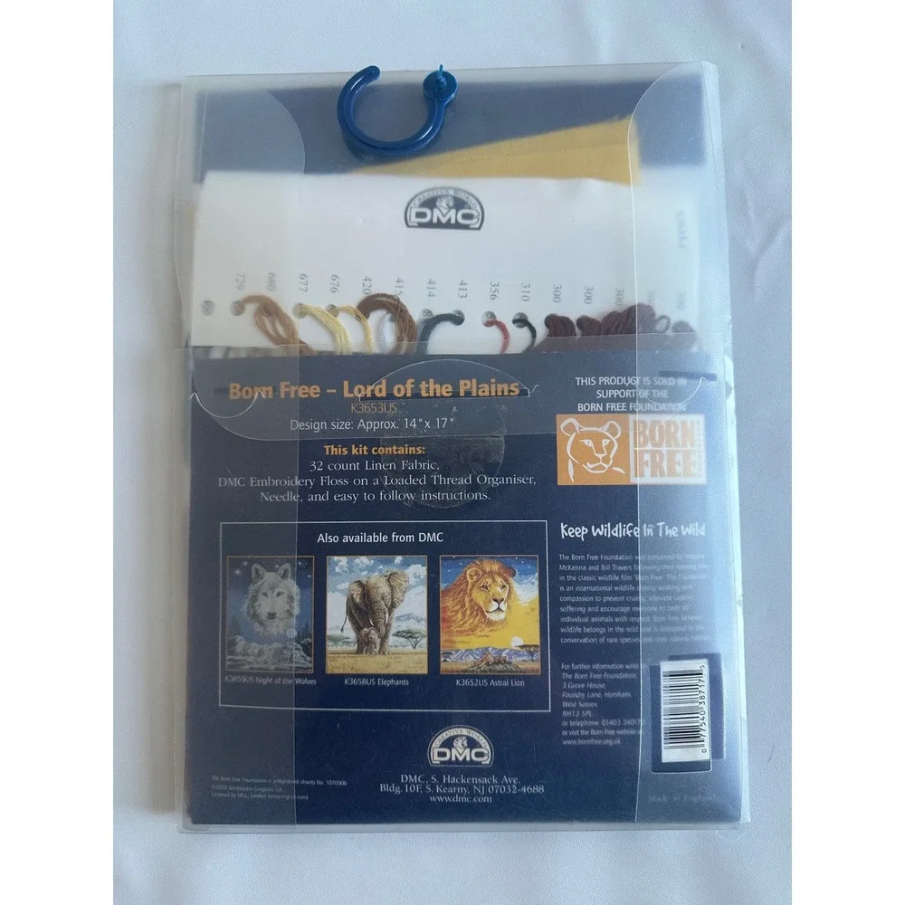 DMC Born Free Lord of the Plains Leopard Cross Stitch Kit K3653US 14x17 Open Box